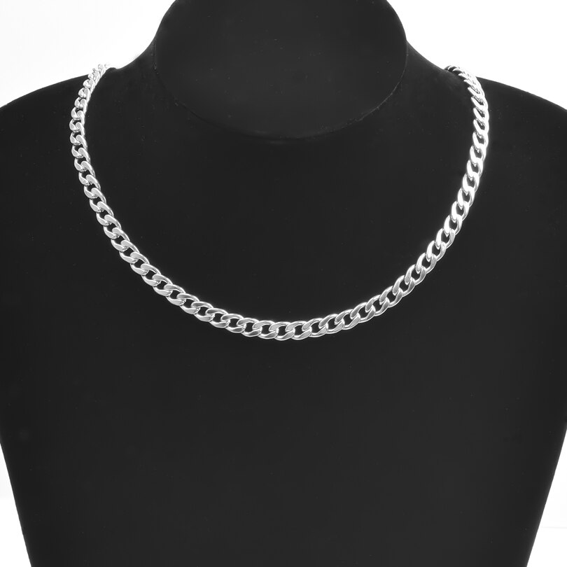 Rainbow Silver Color Link Chain Necklace For Women Men Accessories Stainless Steel Necklaces Bracelets Jewelry 20-90 cm