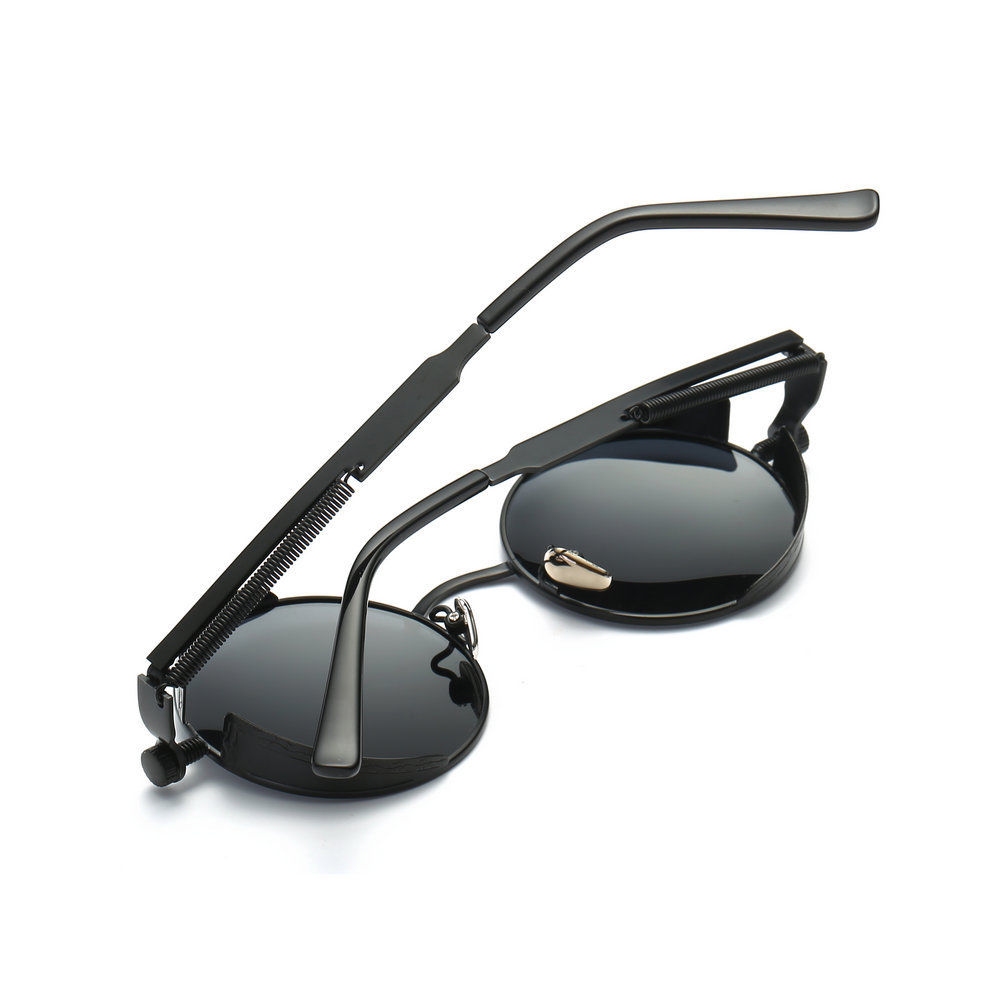 Vintage Retro Polarized Steampunk Sunglasses Metal Round Mirrored Eyewear Men Circle Sun Glasses UV400