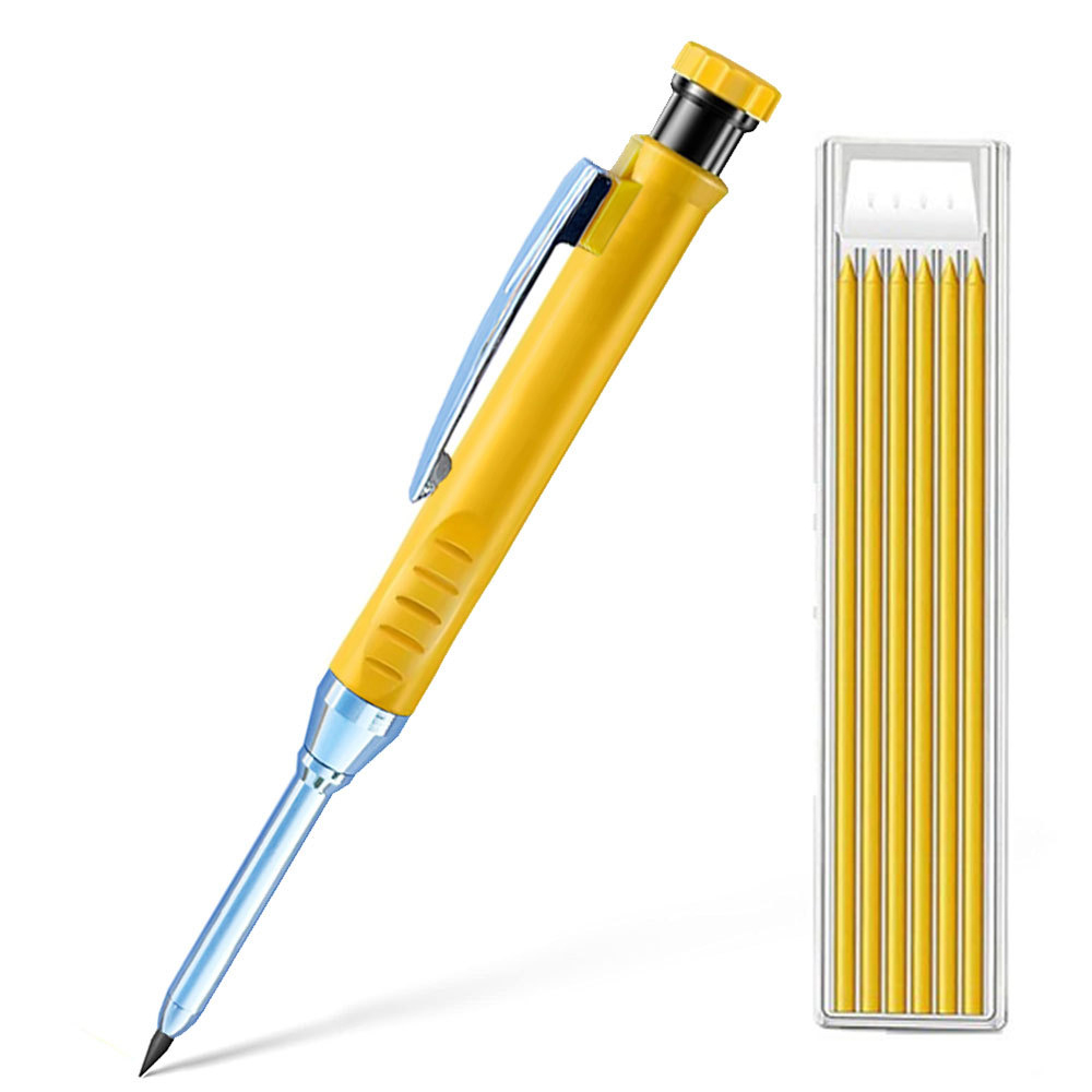 4-1Pack Solid Carpenter Pencil with Refill 40mm Long Nosed Deep Hole Mechanical Pencil Marker for Woodworking Construction: light green
