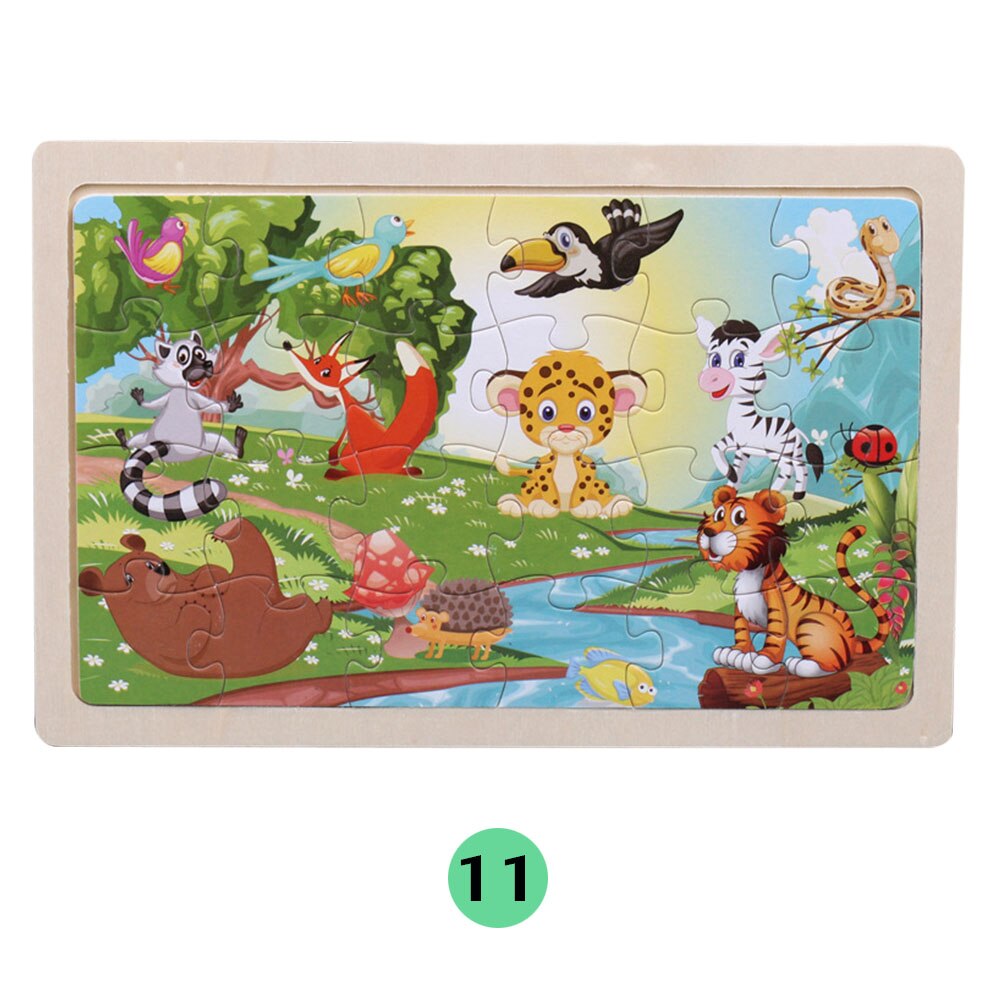 24Pieces Puzzles Wooden Jigsaw Puzzle for Kids Animals Cartoon Educational Toys for Children Christmas Wood Toy Games: 11