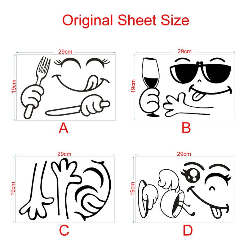 Funny Eating Drinking Smile Face Wall Stickers For Dining Room Home Decoration Diy Vinyl Art Wall Decal Refrigerator Sticker