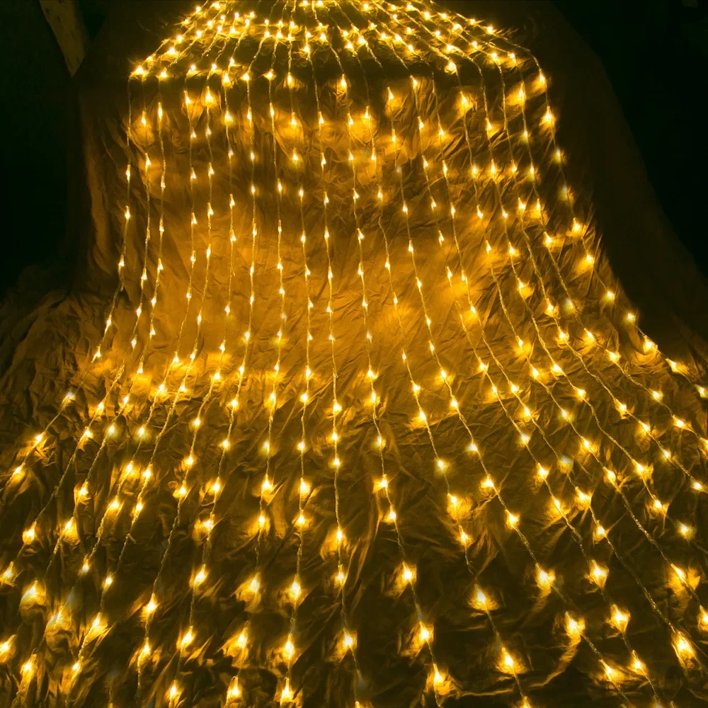 Kerst Led Waterval Meteorenregen Regenkoord Licht Festoen 6X3M Decoratieve Verlichting Voor Thuis Garland Gordijn Ramadan: Blauw / 11-15W / ons aansluiten