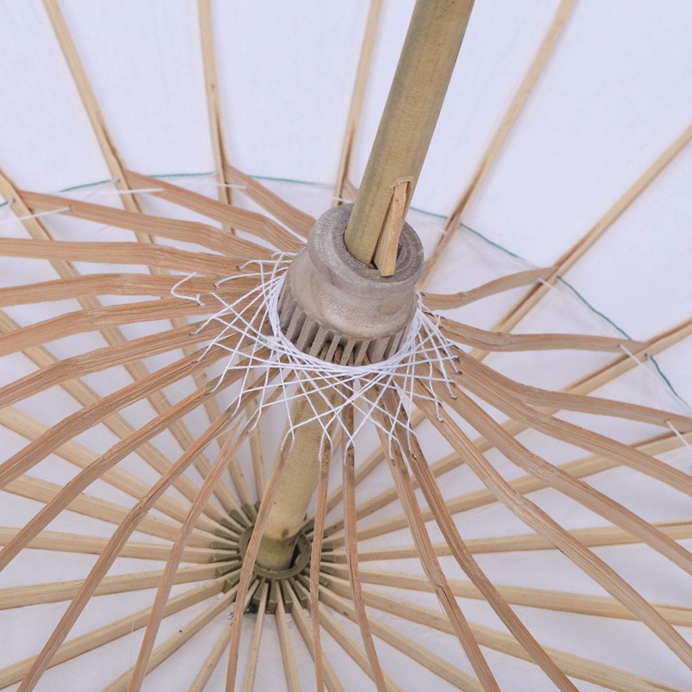 Bamboo White Paper Umbrella Tissue Paper Paraso Chinese Traditional Ancient Craft White Umbrella China Traditional Dance Props