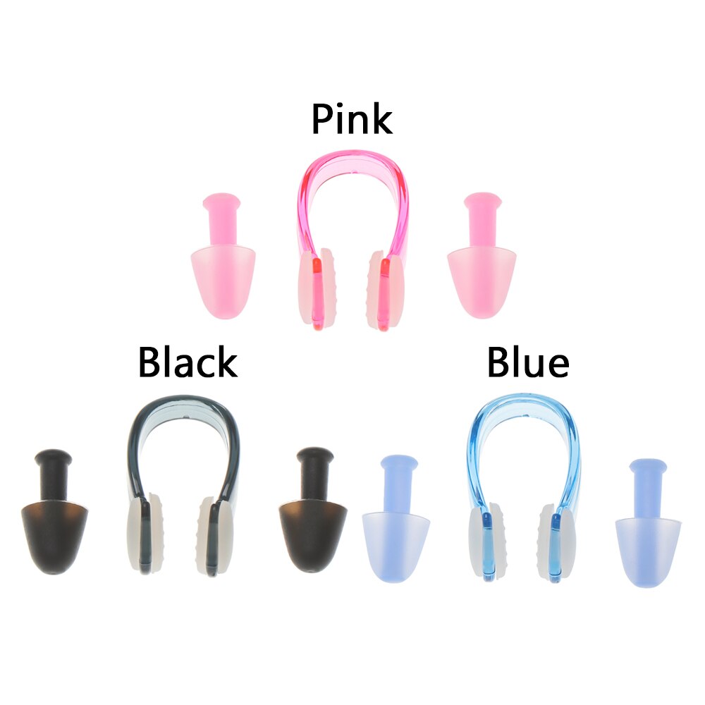 1Pc Neus Clip + 2 Stuks Ear Plug Met Opbergdoos Zachte Zwemmen Oordopjes Voorkomen Water Bescherming Ear Plug zwembad Zwemmen Dive Accessoires