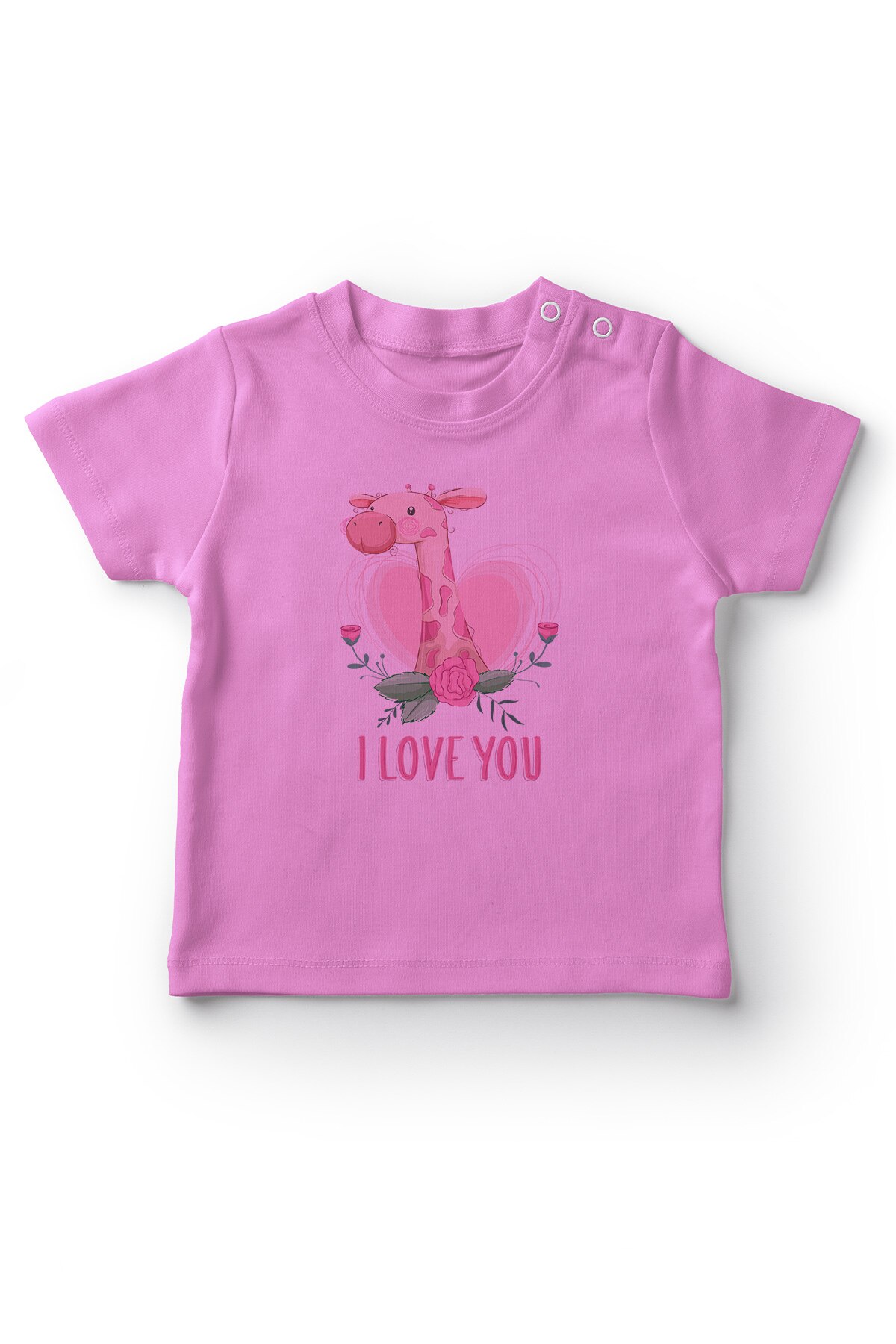 Angemiel baby ik hou van je bedrukt schattig giraffe babymeisje t-shirt roze