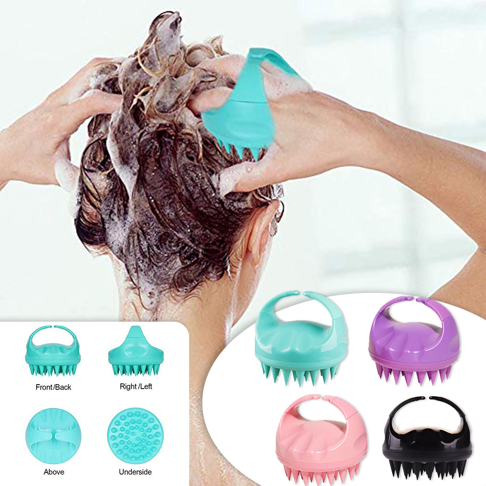 Siliconen Hoofd Body Hoofdhuid Massage Borstel Kam Shampoo Haar Wassen Kam Douche Borstel Bad Spa Massage Borstel # T2P