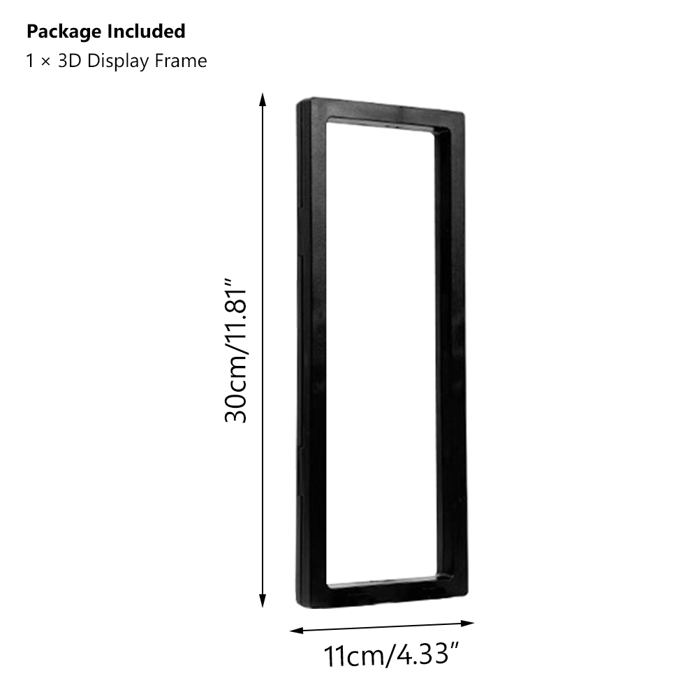 1PC 3D Albums Floating Frame Holder Gemstone Coin Jewelry Clear Display Case Stand ABS Box Suspension Frames Presentation Case: 30x11x2cm black