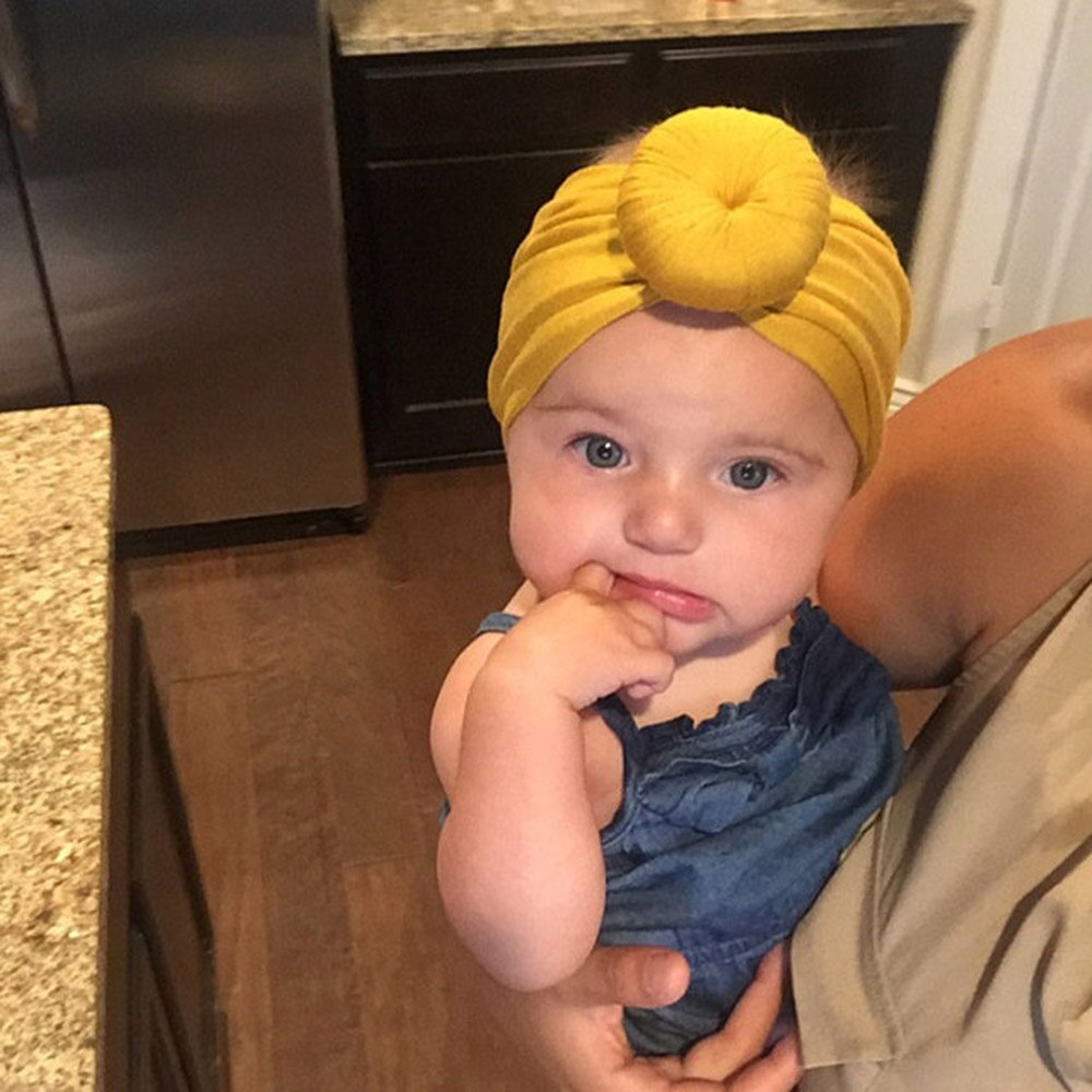 Ankomster babymössor donut bebe turban huva solid knuten keps unisex bomull mjuk söt hattar barn flickor pojke mössor keps