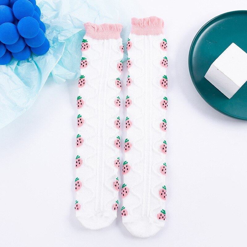 Ruffle Baby Meisjes Lange Sokken Leuke Fruit Mesh Ademend Kids Kinderen Sokken Zachte Baby Peuter Vloer Sokken: 04