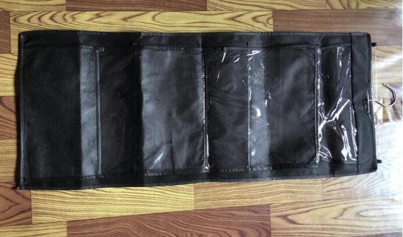Dobbelt side gennemsigtig 6 lomme foldbar hængende taske taske opbevaringspose diverse ryddelige arrangør garderobeskab bøjle
