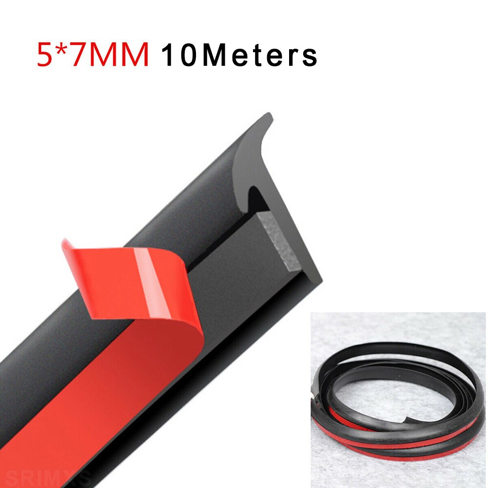10M Decoration Trim Rubber Sealing Inclined T-shaped Weatherproof Edge Front Rear Bumper & Lip Headlight Side Skirt Fender