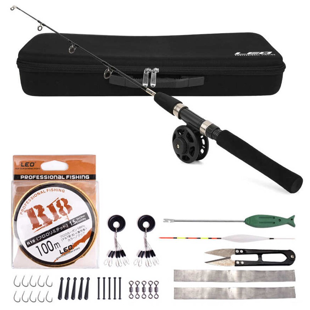 80Cm Ijs Hengel Combo Set Spinning Reel Vissen Aas Kunstaas Tas Draagbare Reizen Karper Bass Pike Boot Staaf volledige Kit