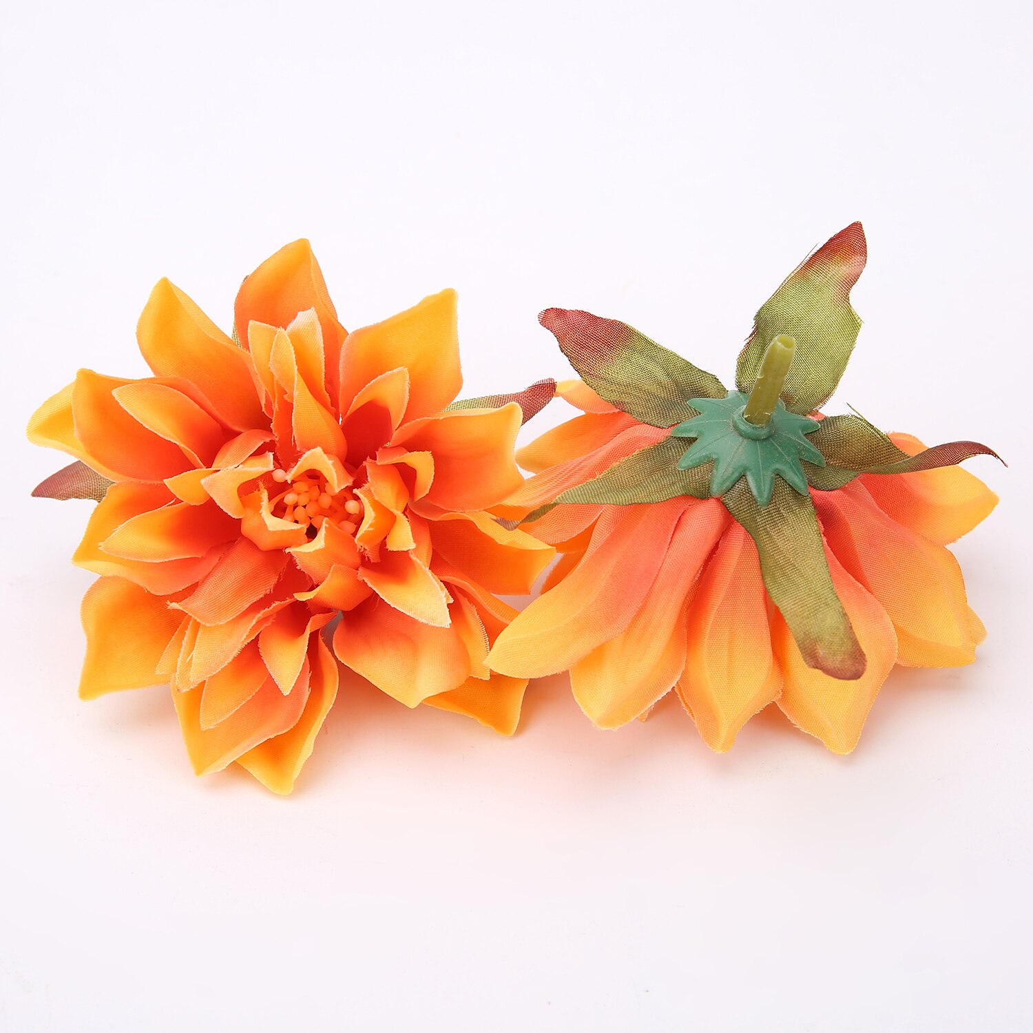 10 sztuk jedwab sztuczny kwiaty 7Cm dalia kwiat głowy domu dekoracje ślubne ściany wiszące ogród DIY akcesoria wianek biżuteria: ciemny pomarańczowy