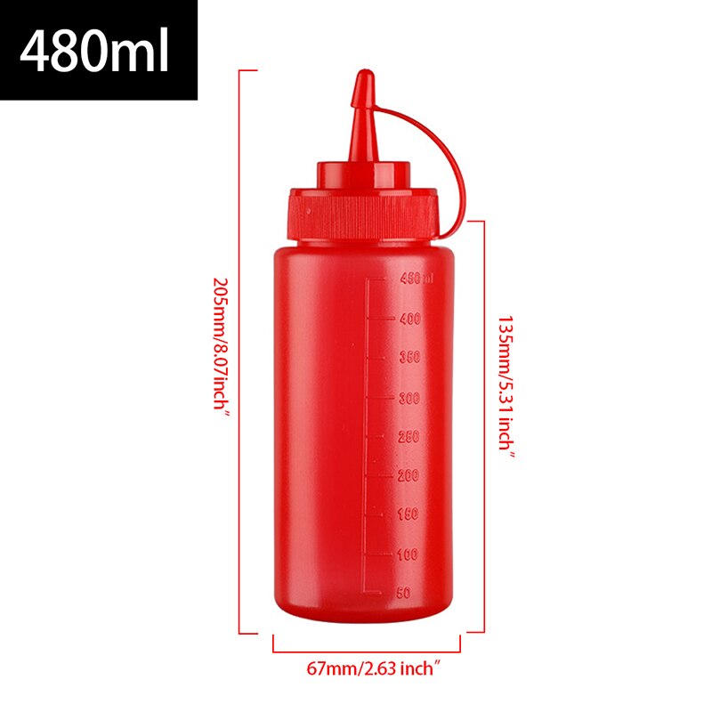 Refillable Squeeze Squirt Condiment Bottles Plastic Condiment Container for Kitchen Ketchup Mustard Sauces Olive Oil Gravy Boats: red-480ml