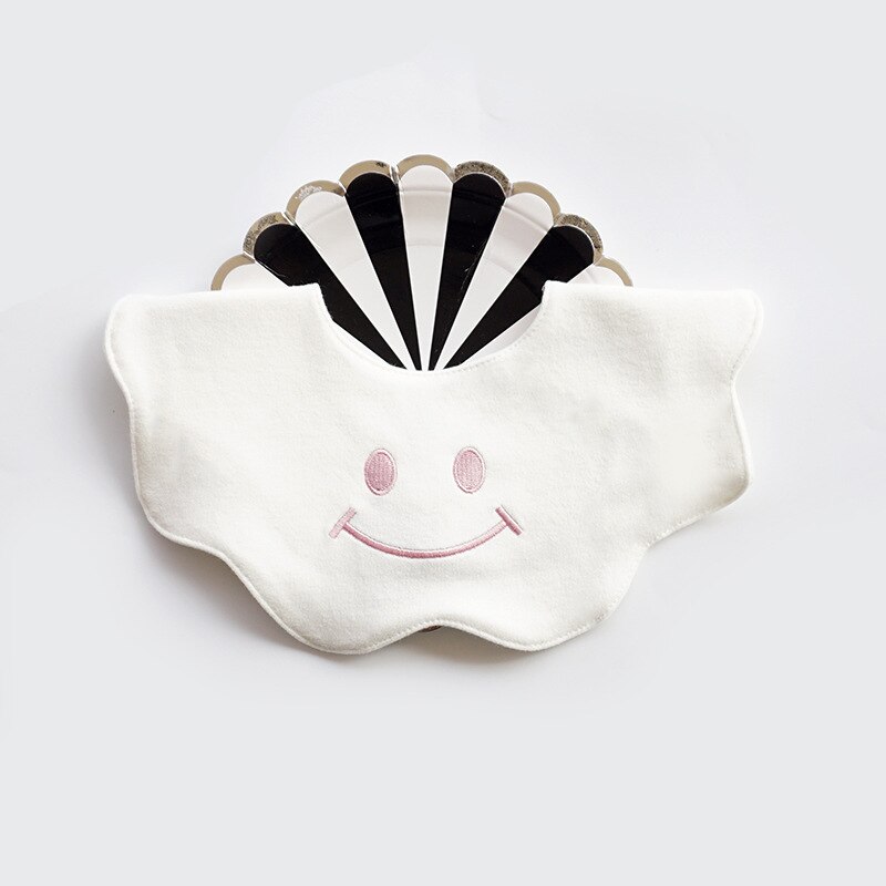 Bavoir circulaire en coton pour bébé, serviette pour nourrisson, bavoir en dentelle brodé avec nœud, 360: 7