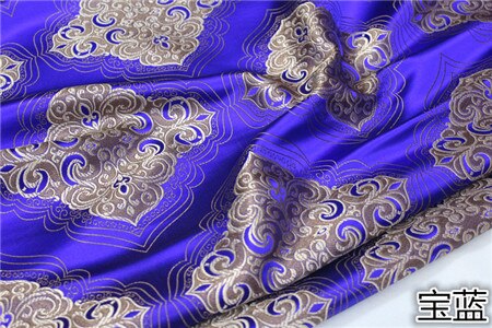 Cf581 1 meter blå / rød / lilla / grøn kinesisk silke jacquard brokadestof kinesisk stil qipao tang dragt stof sædehynde klud: Blå 1 meter