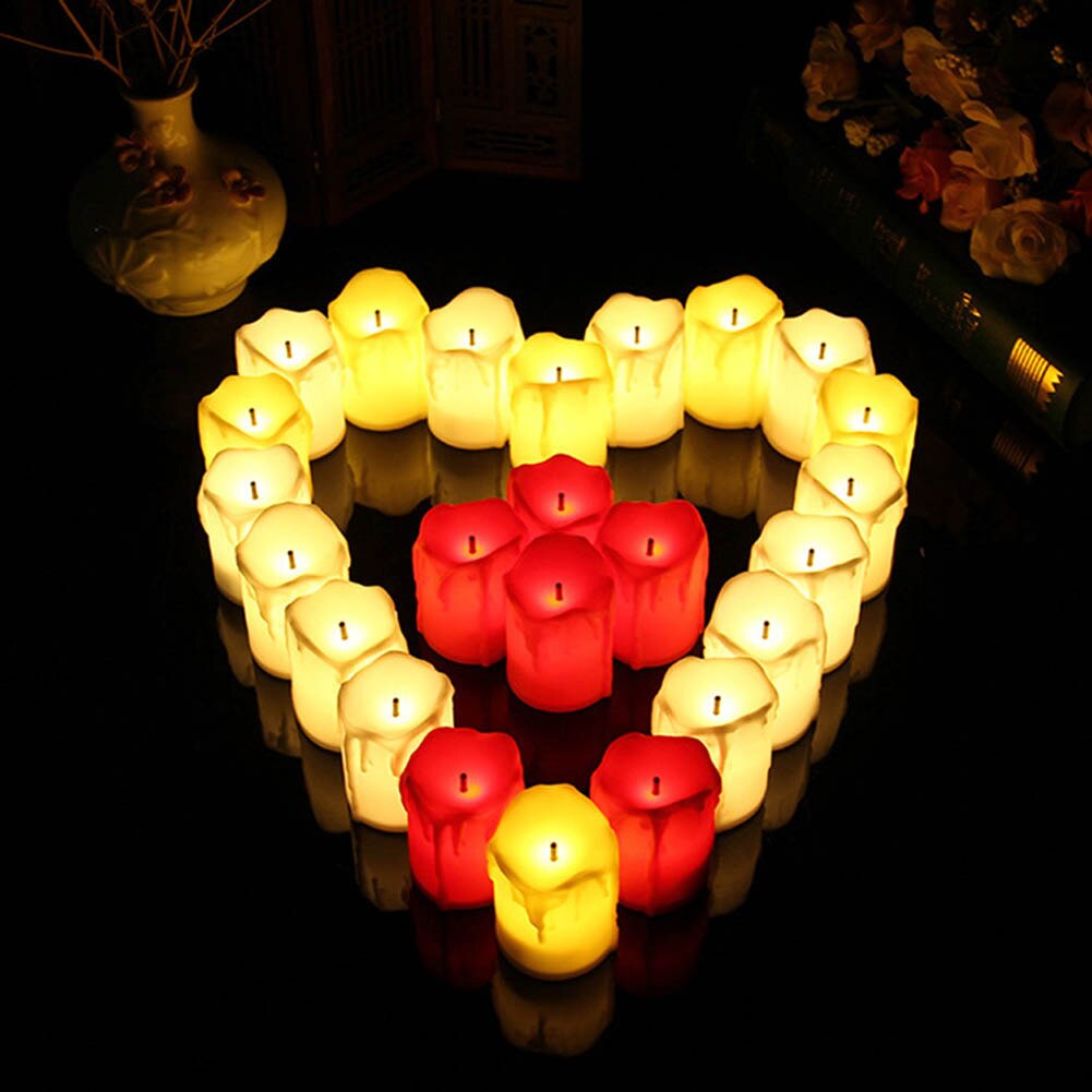 LED Candle Lights, Flameless Candle Lamp Battery Operated Tea Light Simulation Flame Plastic Flickering Tears Candle Light