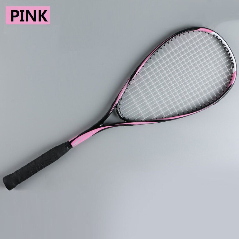 Squash Racket Full Carbon Fiber Ultra-light Starter Suit Training Full Set Of Accessories Men Women With Bag -41: Pink