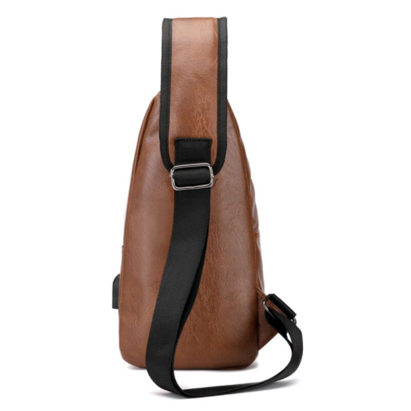 Nouveauté USB chargement poitrine sacs hommes messagers sac étanche PU cuir bandoulière sacs à bandoulière