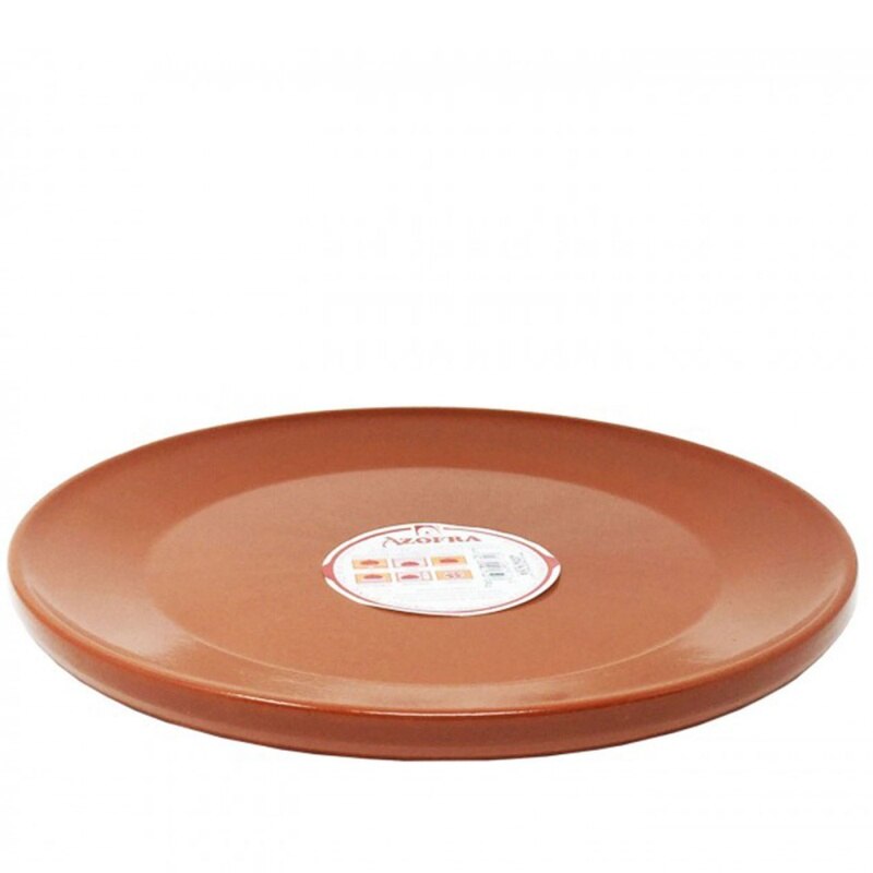 Azofra - Plato llano de barro refractario de 32 cm de diámetro. Fuente, bandeja apta para cocinar y mantener el calor de las car