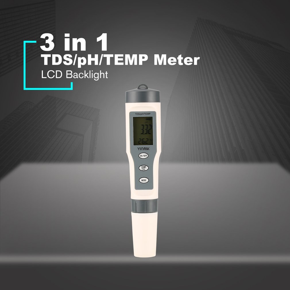 3 in 1 Digital Water Analyzer pH Monitor TDS Temperature Meter LCD for Aquarium Acidometer Thermometer Measurement