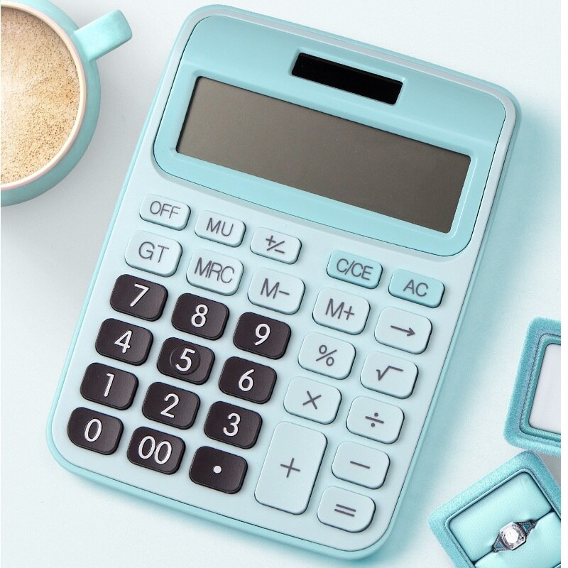 12 Digit Desk Calculator Large Buttons Financial Business Accounting Tool Big Buttons Battery Office Free 12 Pens and Notebook