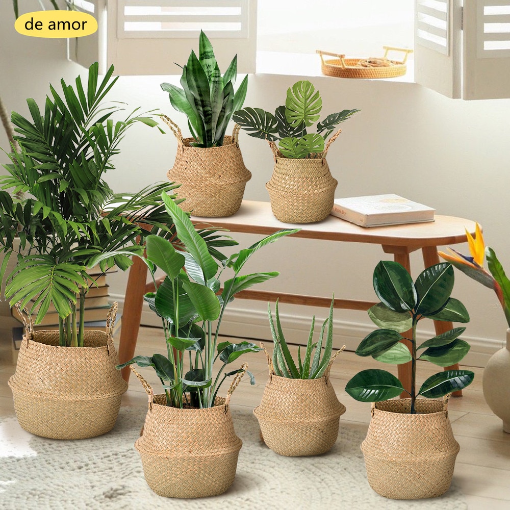 Storage Basket Wicker Planter Flower Baskets Laundry Storage Decorative Basket Pot Rattan Flower Planters Household OrganizerM18