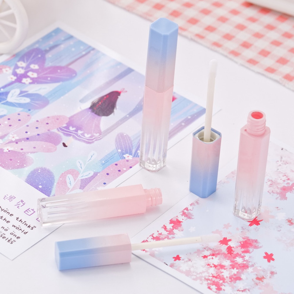 Hoogwaardige Lege Lip Gloss Tube Roze Blauw Gradiënt Lip Glazuur Buis Diy Lippenstift Cosmetische Verpakking Container Voor Sales
