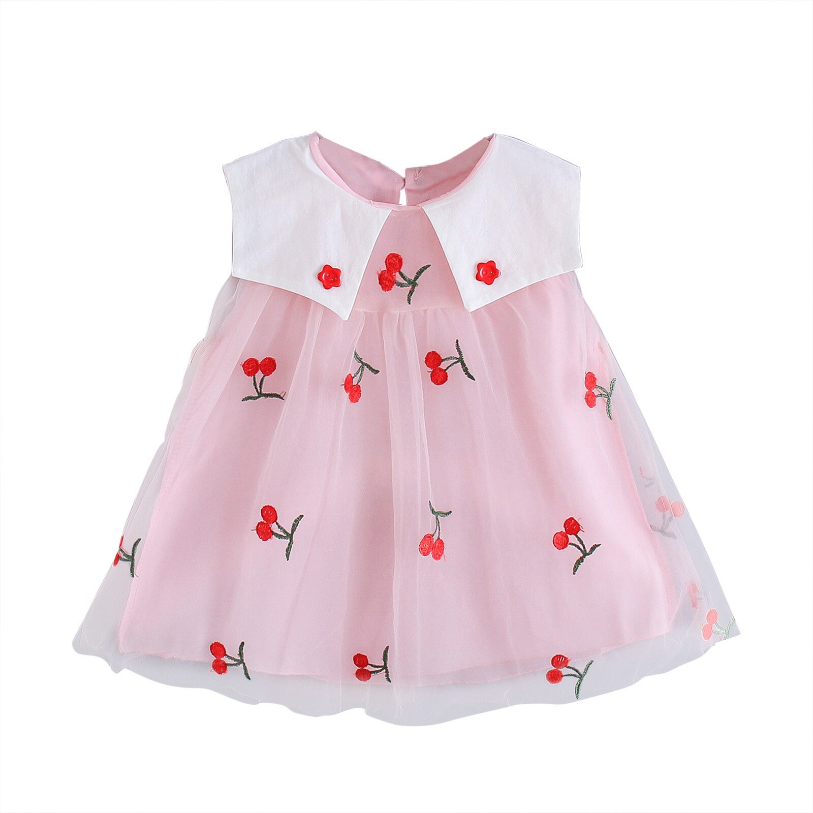 Pasgeboren Meisje Prinses Jurk Zomer Baby Mouwloze Fruit Borduren Tulle Bloemen Jurk Kleding 6M-3T Baby Kawaii party Dress: Roze / 2-3 Years