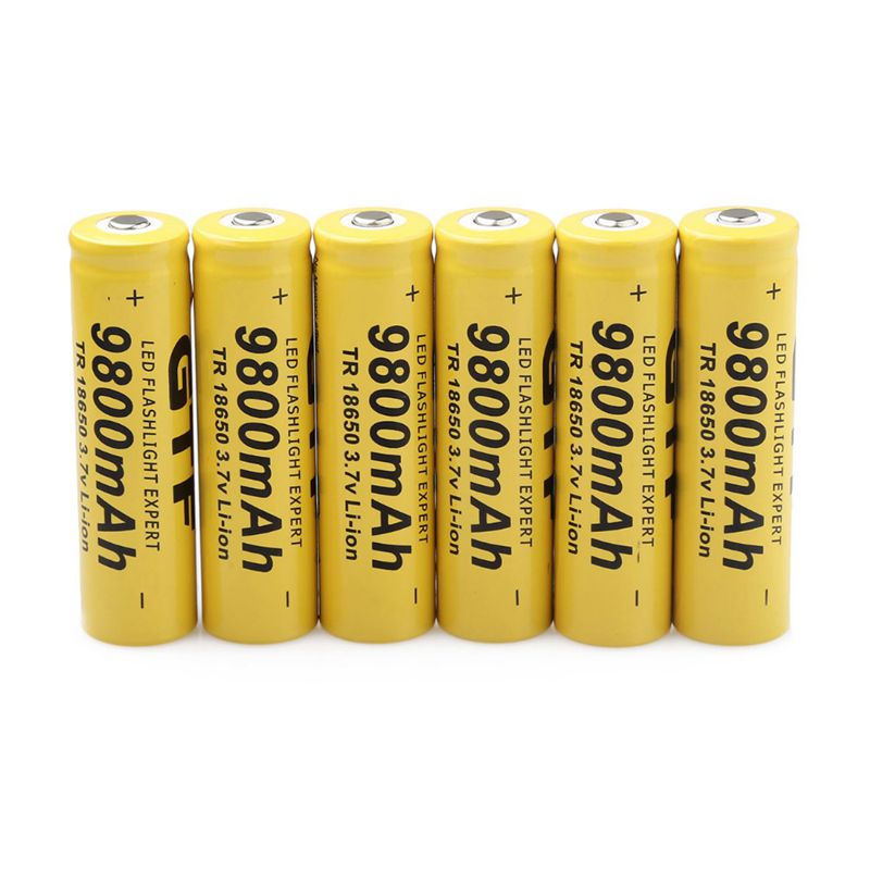 GTF 3.7V 18650 9800mAh Li-ion batterie Rechargeable 18650 batterie Rechargeable pour lampe de poche torche accumulateur batteries: 6pcs