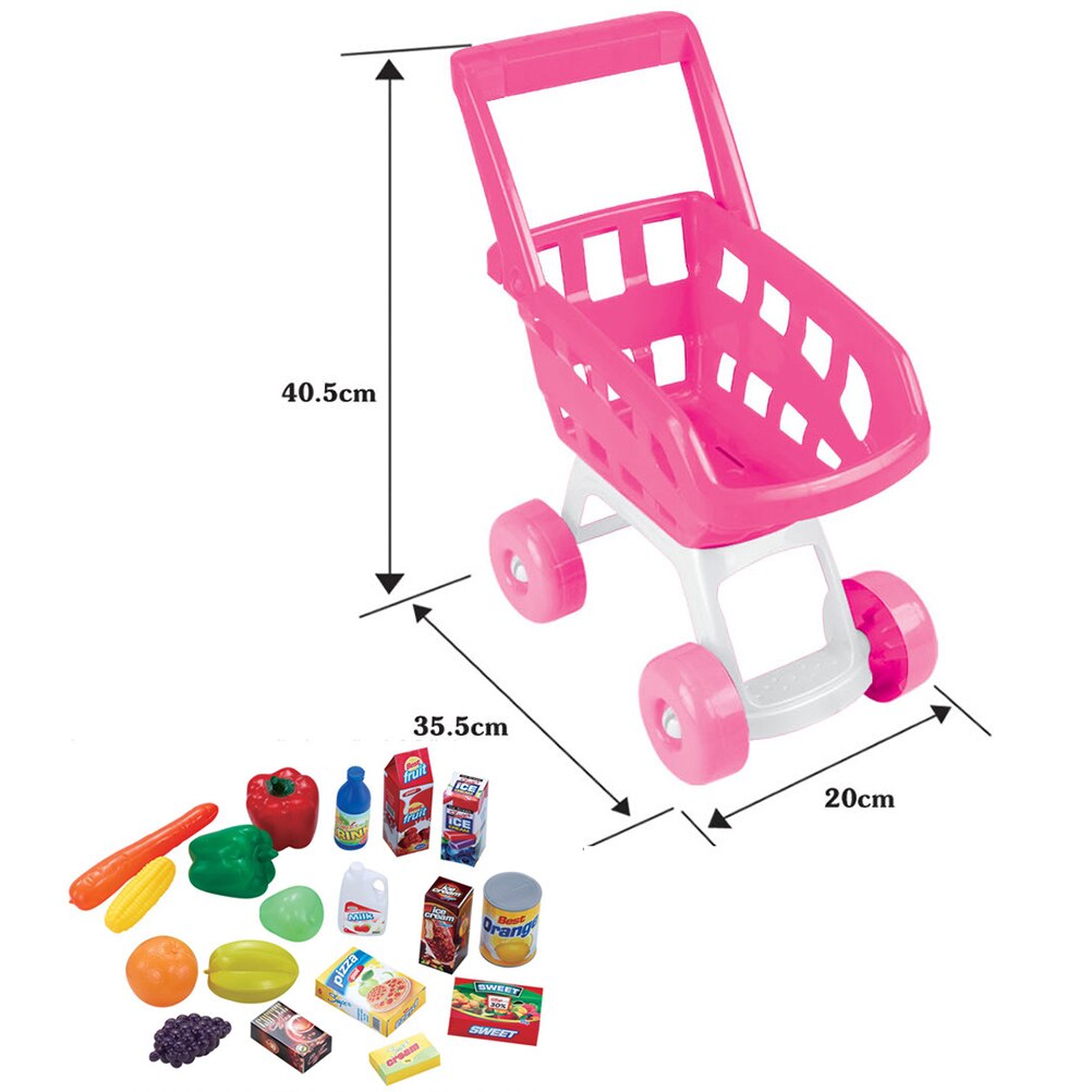 Lille barn samle indkøbskurv simulering supermarked indkøbskurv pædagogisk legetøj baby walkerpretend leg legetøj