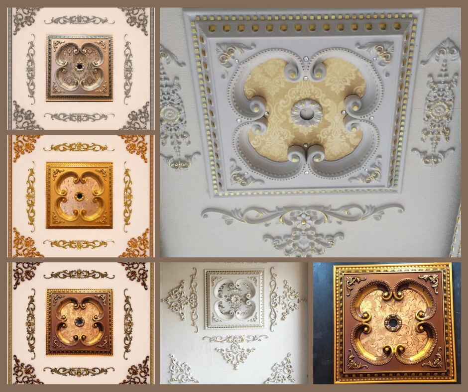 Decogold 60 * 60 cm square Palace ceiling accessory white gold decorative ceiling