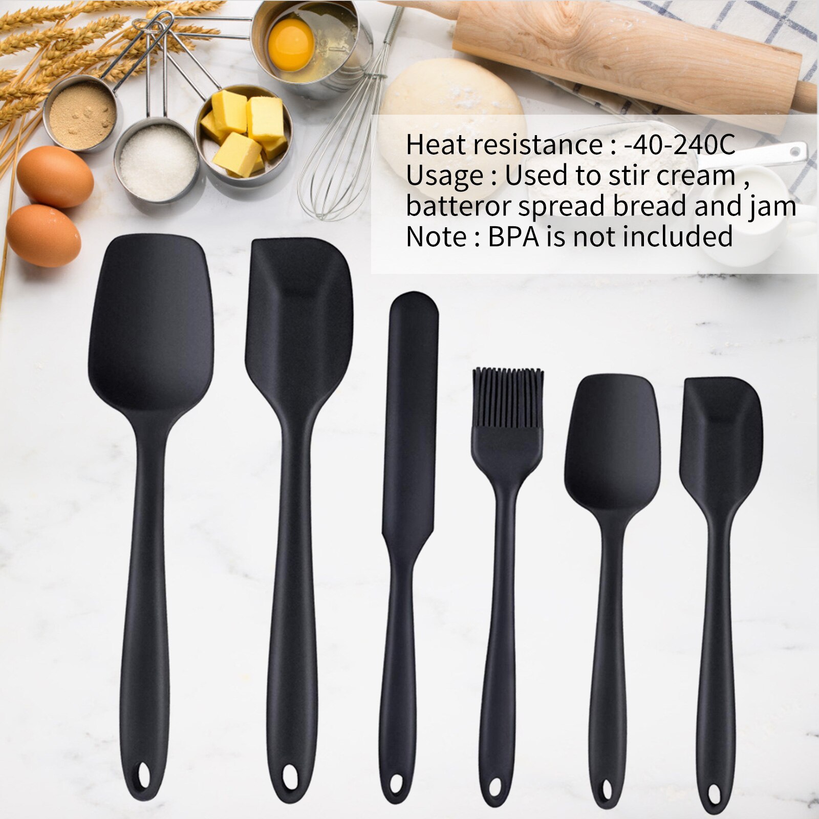 6 Piece Silicone Spatula Heat Resistant Spatulas Turner for Cooking Baking Mixing Tool Cake Decorating Tools Kitchen Appliance