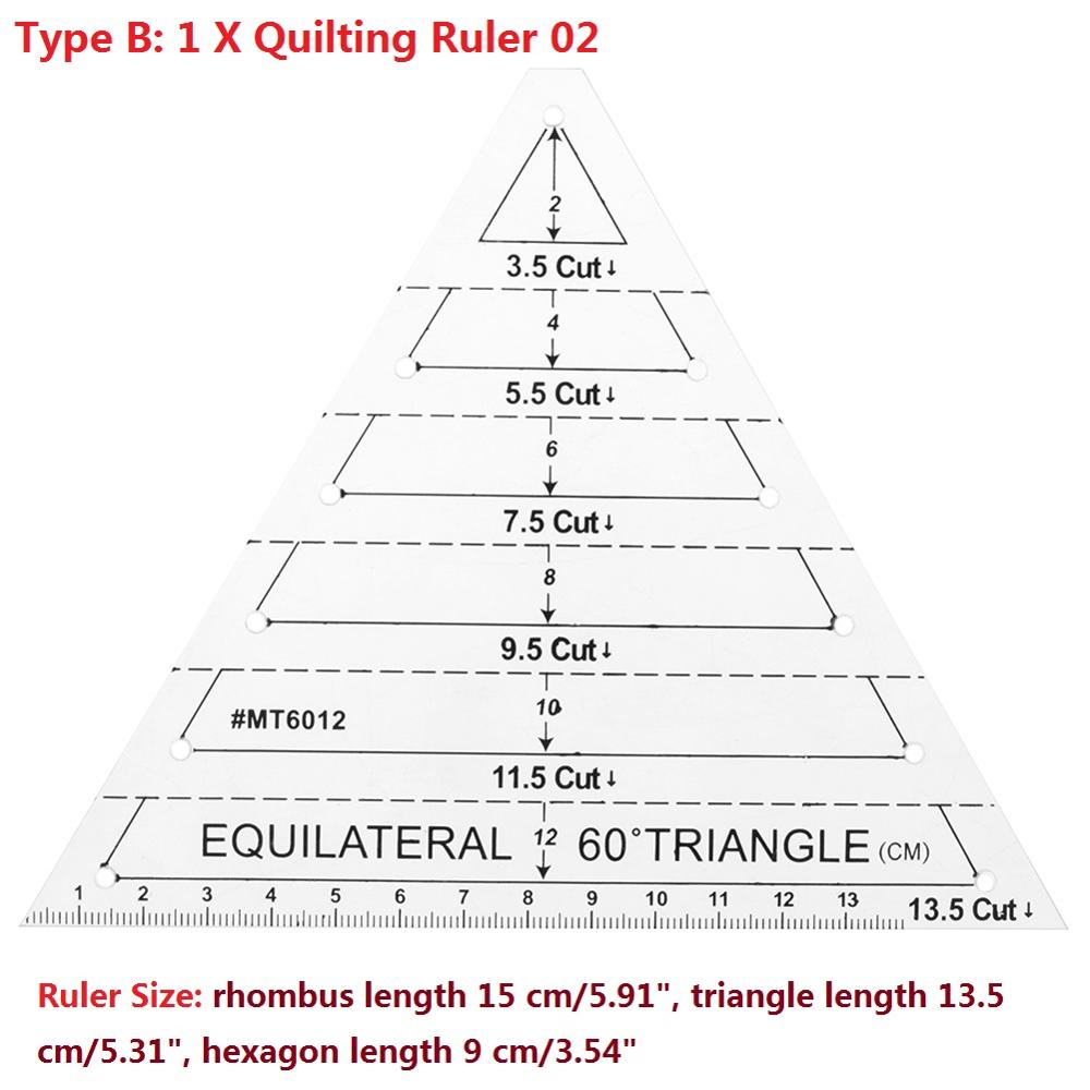 Regla acrílica de retazos para costura, regla de corte para manualidades, herramientas de dibujo hechas a mano, Sastre para herramientas de costura para el hogar: Type B 03