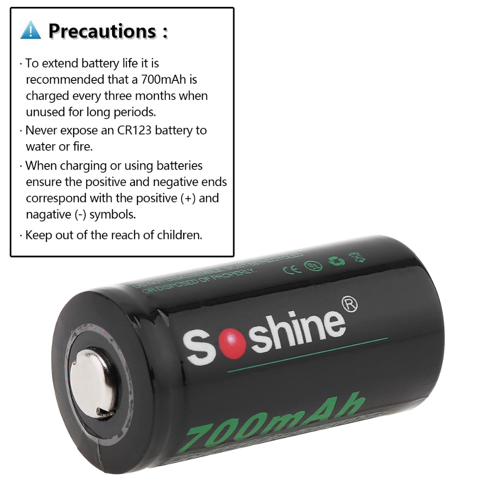 2 Stk/set Soshine 3.7V 16340 700 Mah Lithium Oplaadbare Batterij RCR123 Li-Ion Batterij + Batterij Case Opbergdoos