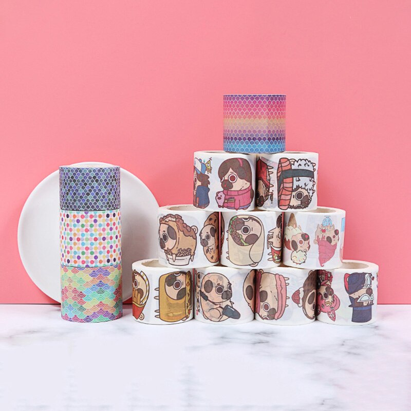 4cm * 5m lindo lunares de colores Washi Tape Kawaii gradiente sirena cinta adhesiva decorativa cinta adhesiva Scrapbooking papelería