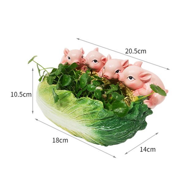 Neue GrüNe Rettich Hydrokultur Sukkulente Blume Topf Kreative Ebene Blumentopf Zimmer Blumen Heimat Dekorationen Nette Schwein Vase Ornamente: A