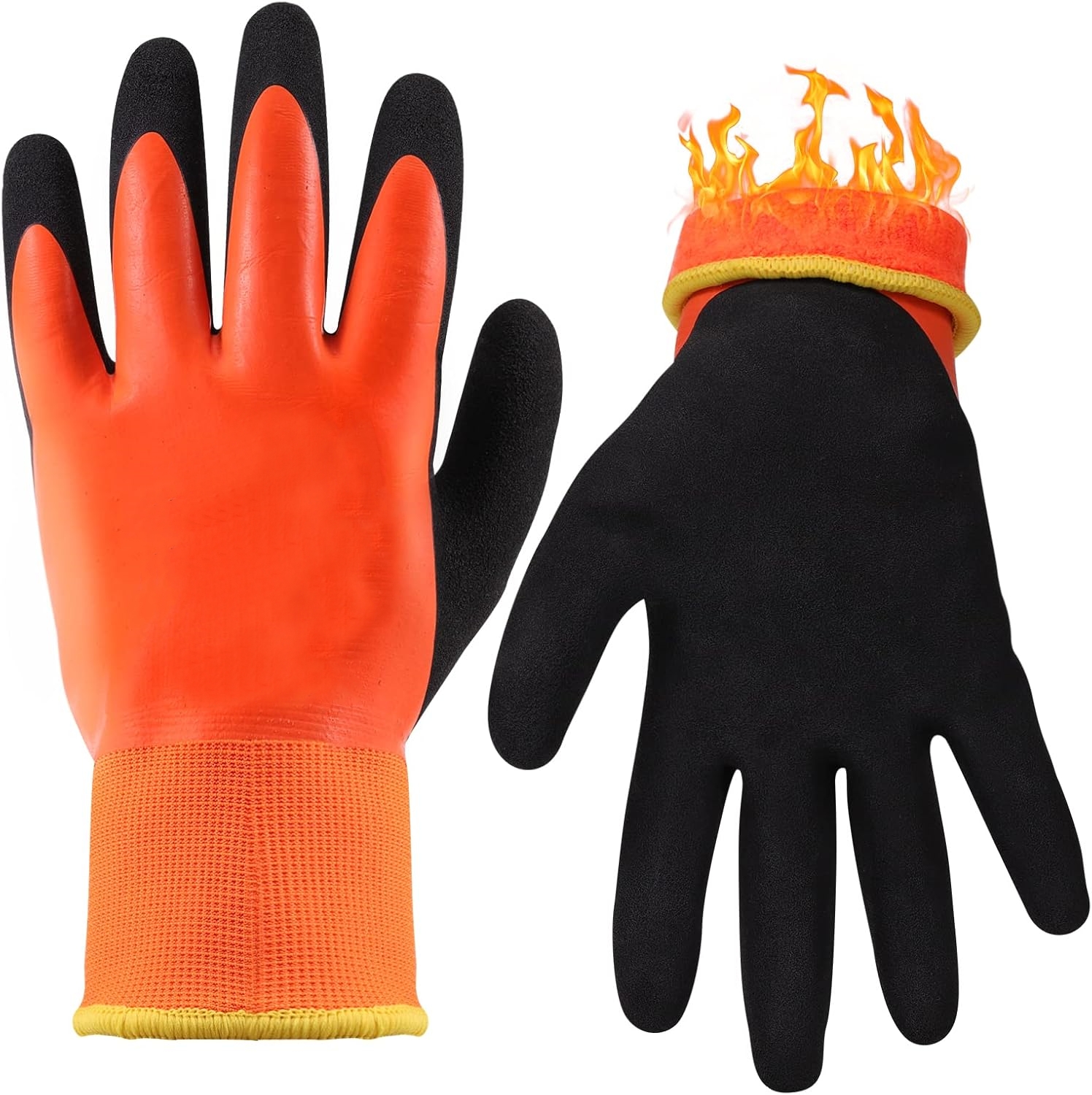 Guantes de trabajo de invierno 100% guantes impermeables para congelador para clima frío al aire libre mantener para pala nieve, pesca en hielo: YELLOW