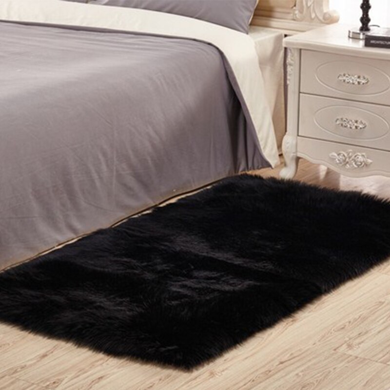 Tapis de salon en velours et fourrure, moquette pelucheux, de sol en peluche, pour chambre à coucher, décoration de maison moderne: D / 40x40cm