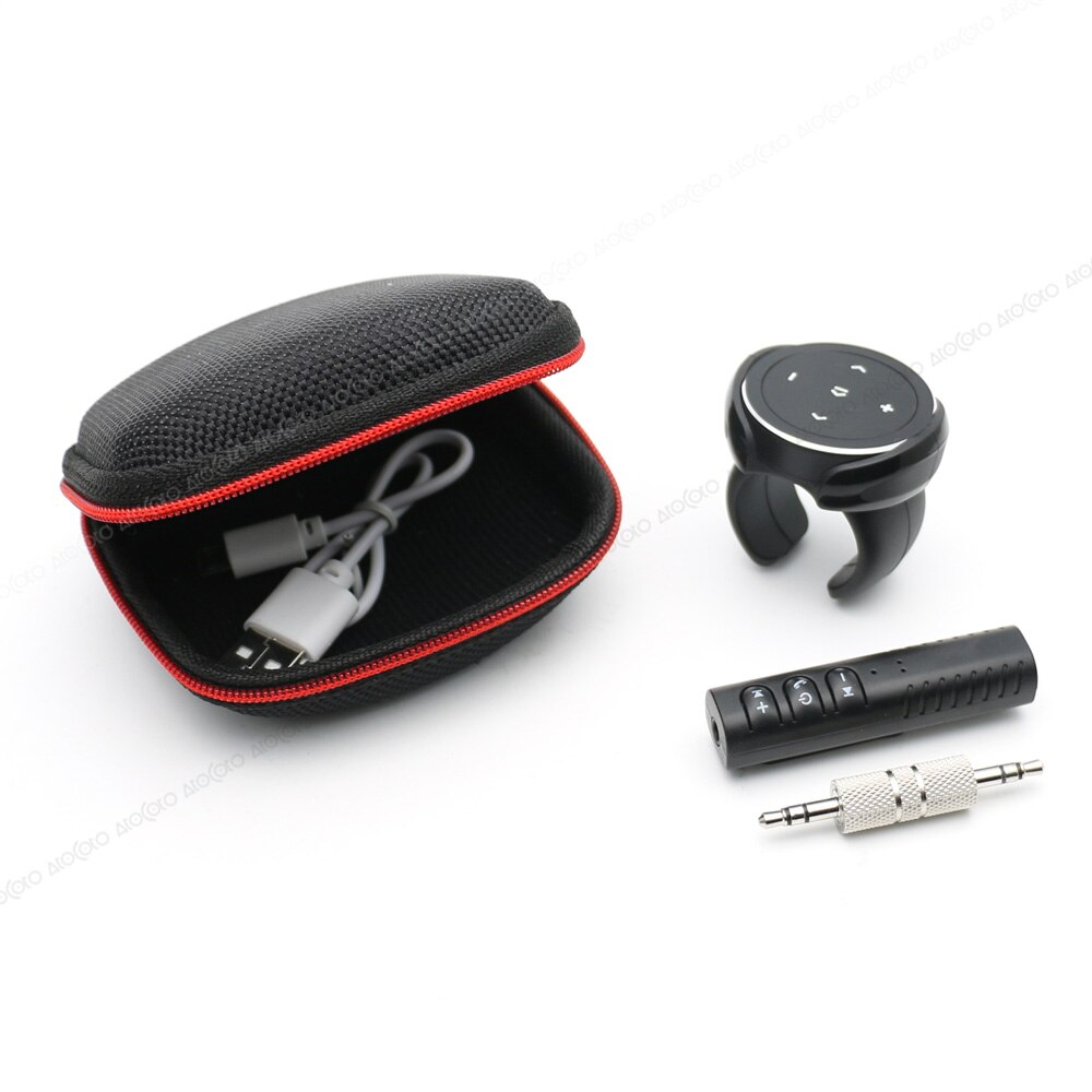 Wireless Bluetooth Car Kit Media Button Remote Control Car Motorcycle Steering Wheel Music 3.5mm Jack AUX Receiver Handsfree: BT Kit