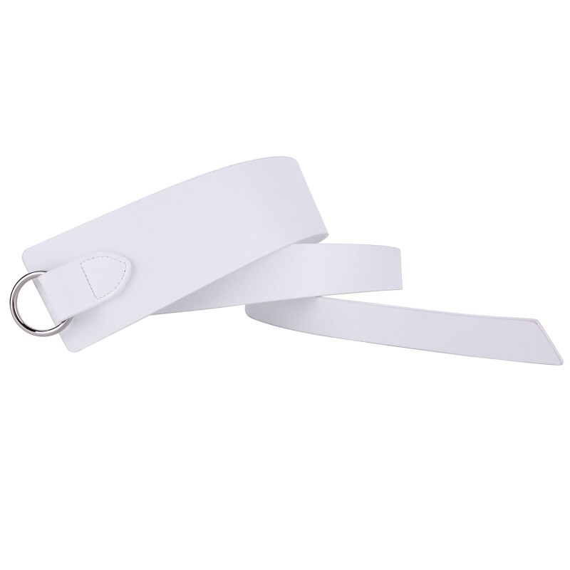 Cinturón de cuero ancho con lazo para mujer, cinturón de corbata para mujer, rojo y negro, cinturones de ocio para vestido de boda para mujer, de: White