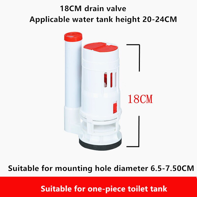 One Piece Toilet Drain Valve Old-fashioned Toilet Filling Valve Round Double Push Button Water Tank Fittings Sets,JO21088: 18CM Drain Valve
