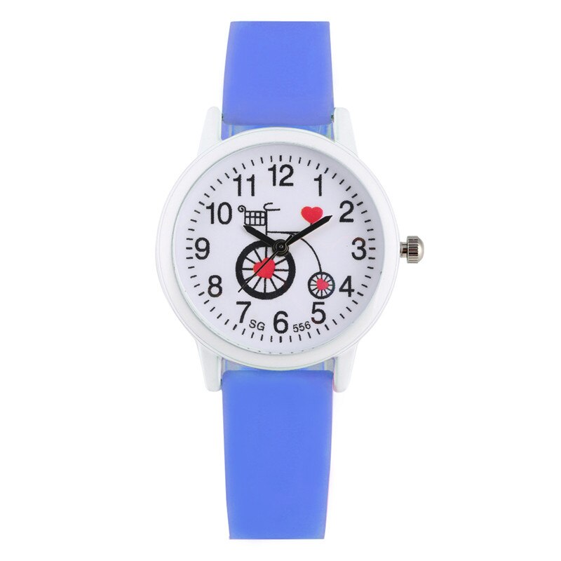 Leuke Fiets Patronen Wijzerplaat Horloge Voor Kinderen Beknopte Siliconen Quartz Horloge Beweging Voor Kind Minimalistische Stijl Horloge