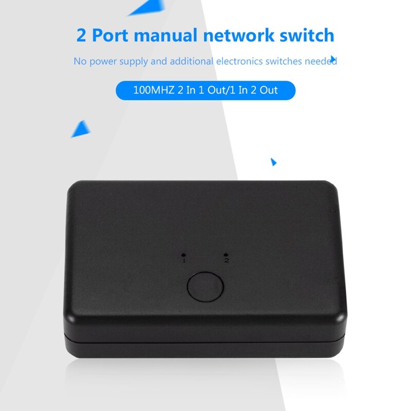 2Ports 100Mbps Network Switch LAN Ethernet Cable Switcher Wire Adapter Converter for Desktop 2 Way Sharing Adapter Hub