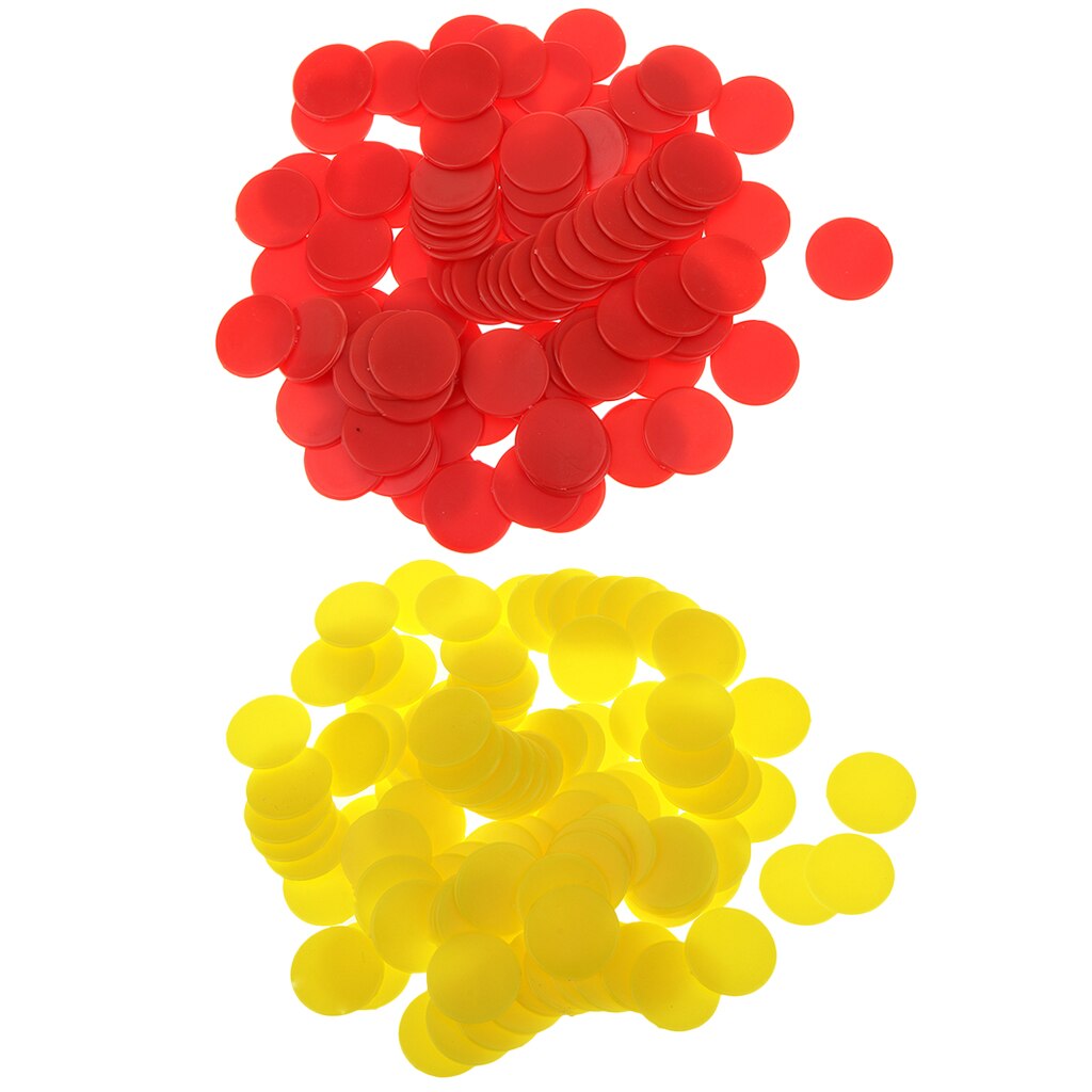 MagiDeal 200X Opaque Plastic Board Game Counters Kid Teaching Toy Red Yellow