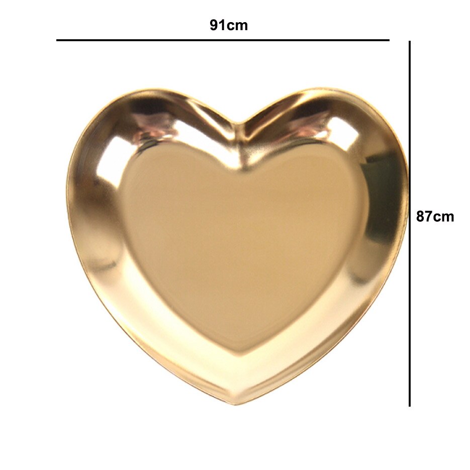 Plaque à bijoux en forme de coeur nordique Ins or bijoux anneau plateau métal bijoux stockage présentoir décoratif amour plaque