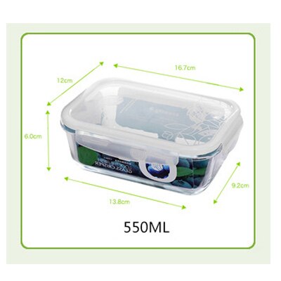 Glas måltid tilberedt mad opbevaring madpakke med bpa-fri lufttætte snaplås låg præp frys genopvarm ovn sikre beholdere sprødere: 550ml