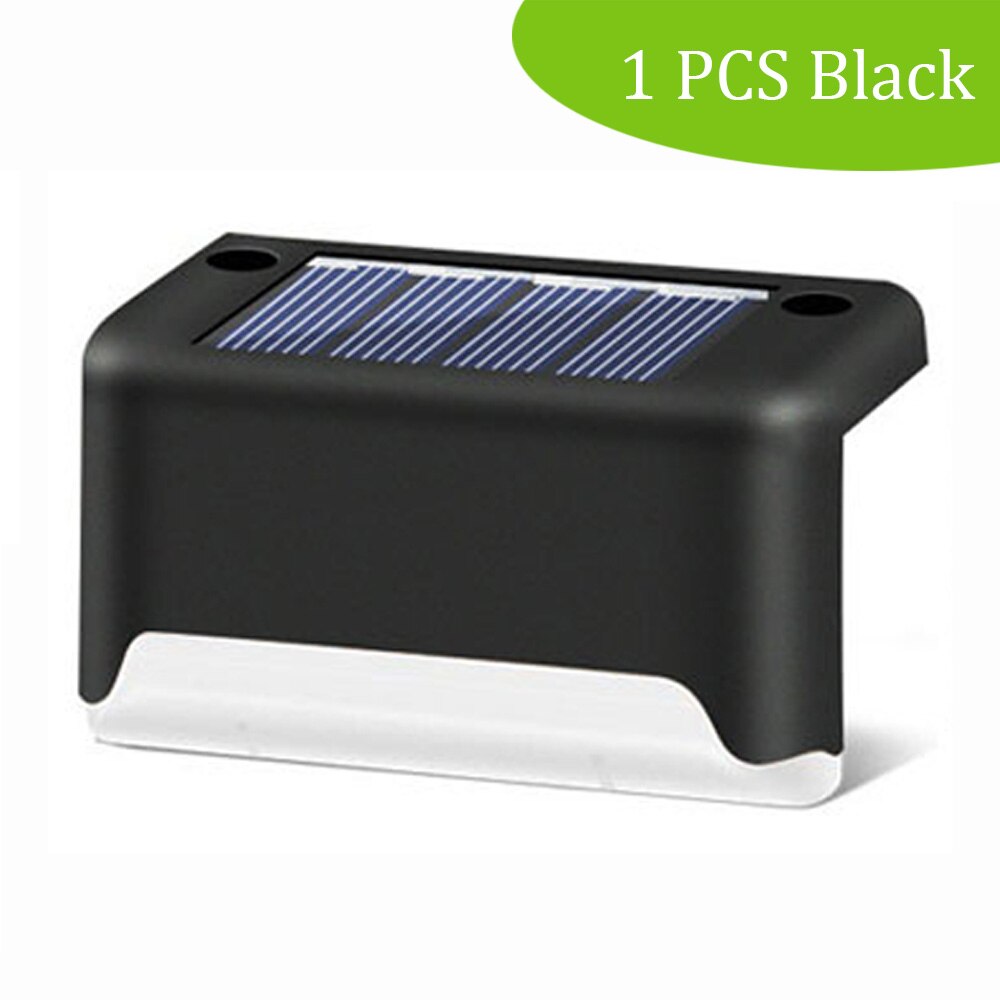 Luz LED para vallas 16 Uds., luz Solar para escaleras y caminos, lámpara impermeable para caminos de pared, iluminación para jardín, paisaje y patio: 1 pcs Black