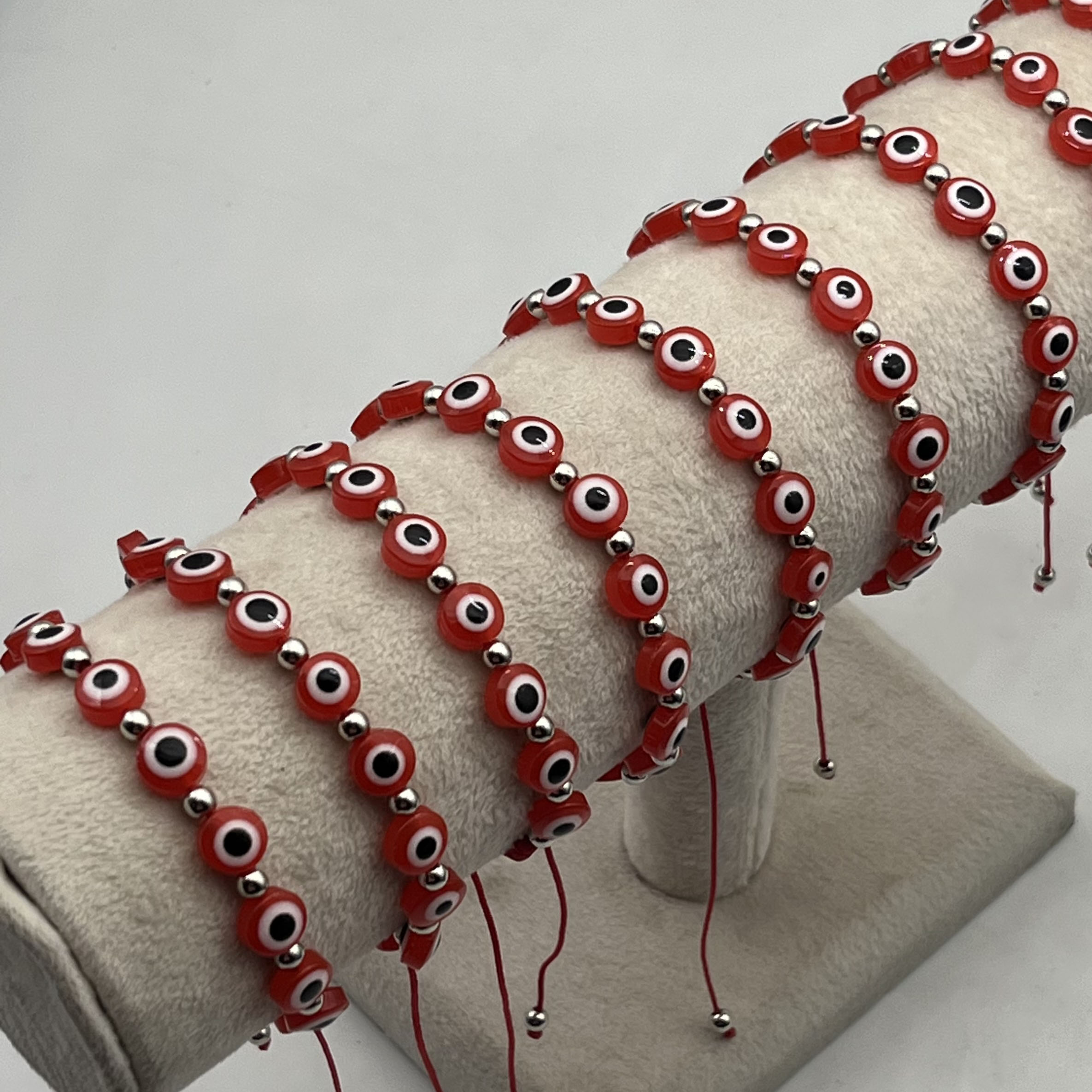 12 Pcs Evil Eye Armbanden Colorfu Enkelband Boho Hand-Geweven Geluk Armband Voor Moeder Vader Meisje Jongen Armband: red