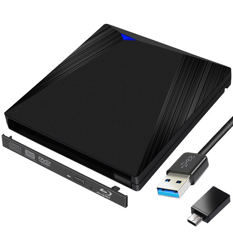 Sort blu-ray afspiller etui type c usb 3.1+ usb 3.0 sata 12.7mm ekstern optisk diskdrev kasse til pc bærbar notebook: 12.7mm blu-ray